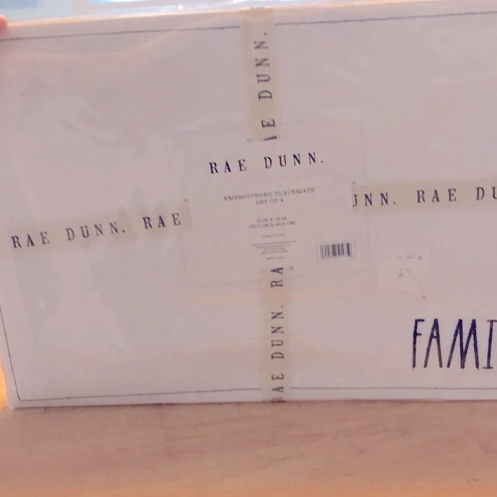NWT Rae Dunn Set of 4 embroidered placemat Family
